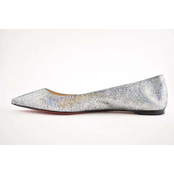 Christian Louboutin Ballalla Silver Mica Glitter Ballerina Ballet Flat 37.5 - Picture 9 of 12